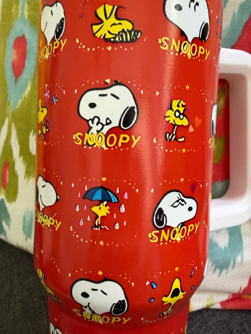 Snoopy Red Stainless Travel Mug with Handle - Picture 2 of 13